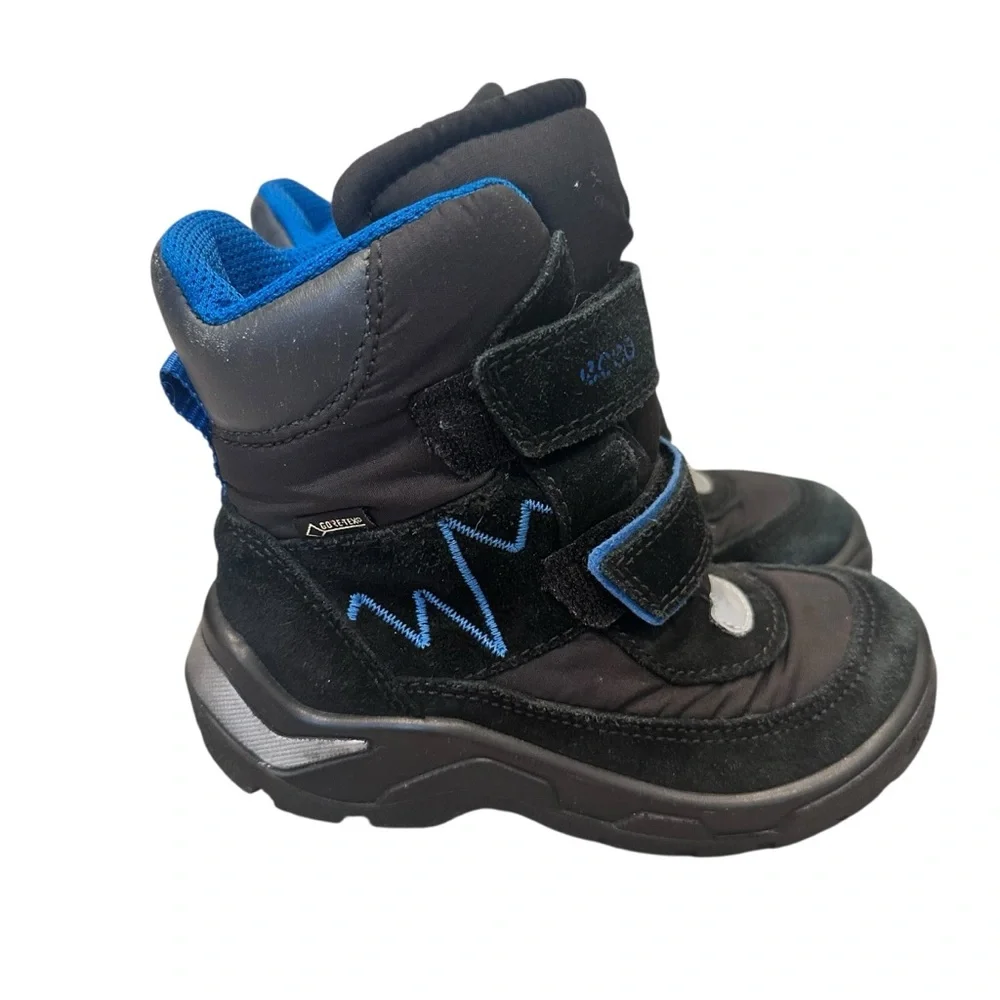 ECCO Snowride Children's‎ Gore-Tex Winter Boots Black Blue Toddler Size 10